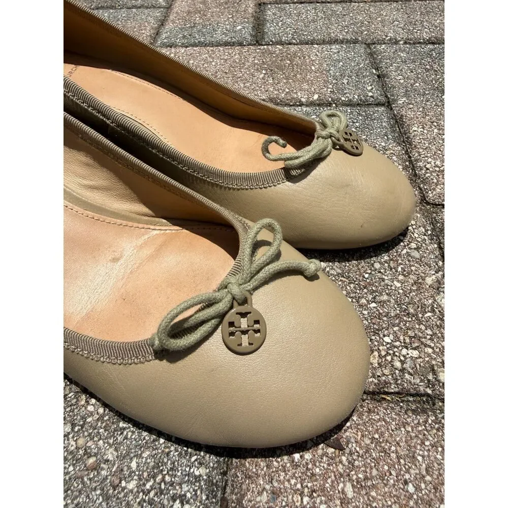 Tory Burch Chelsea Leather Women's Tan Wedge Shoes Size 9.5